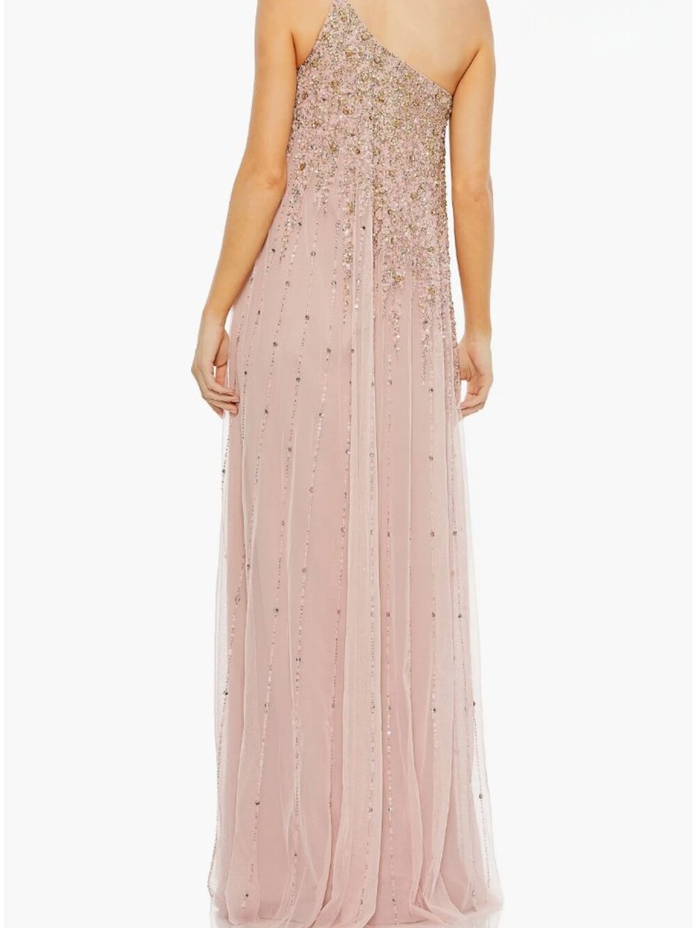 Mac Duggal Blush Beaded One Shoulder Gown Size 14 — As-Is - Picture 3 of 17